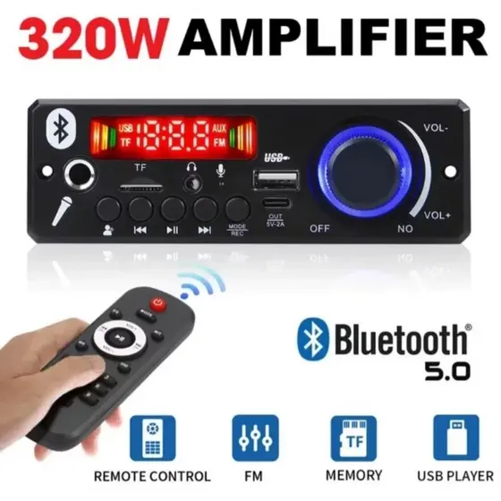 Super Potente Placa Amplificada MP3 ,320W, Amplificador, Áudio FM, TE, USB, Microfone