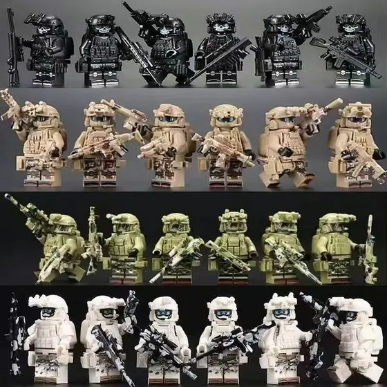 KIT 5/10/15/20 Bonecos Exército Marinha SWAT + Escudos em Blocos de Montar militares policiais Swat promoção atacado