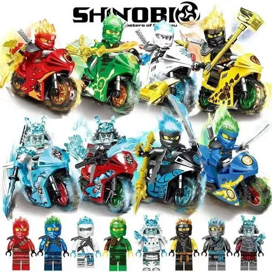 Kit Bonecos Ninja com Moto Blocos de Montar Figuras Miniaturas Envio Aleatório Brasil