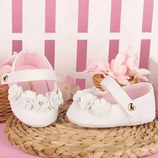 Sapatinho  boneca  Bebe  menina Batizado Com Laço Florzinha