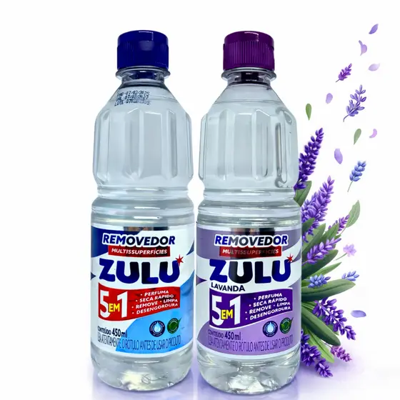 Kit 2 Removedor Multissuperfícies Zulu 5 Em 1 - 450ml Multiuso Limpeza Geral