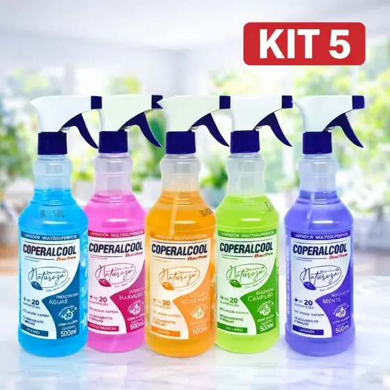 Kit 5 Limpador Multiuso Coperalcool 500ml Segredos da Natureza Perfumado