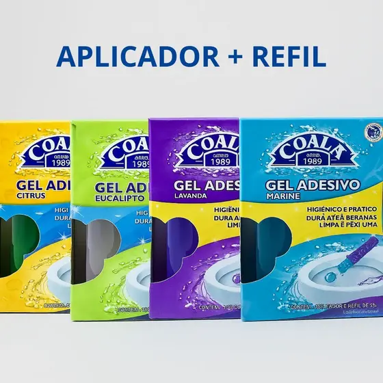Detergente Sanitário Gel Adesivo Coala 37g com Aplicador + Refil Lavanda ou Marine