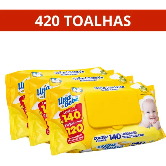420 Toalhas Umedecidas 3 Pacotes Upa Bebê Promoção