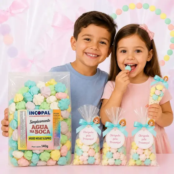 200 Mini Suspiro p/ Lembrancinha - 1 Pacotes de 140g Incopal