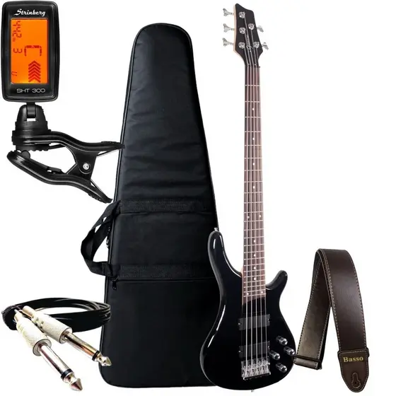 Kit Contra Baixo 5 Cordas Giannini Gb205a Ativo + Acessórios