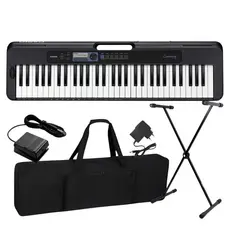Kit Teclado Musical Casio CT-S300C2 Teclas Sensitivas + Capa Suporte Pedal