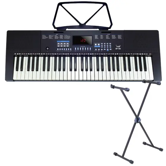 Kit Teclado Musical Estudante 5/8 Bravo Bp100 61 Teclas + Suporte