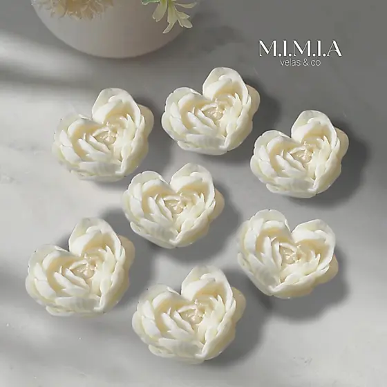 Kit Velas aromáticas flor coração rosa cera de coco 100% vegetal diversas fragrâncias