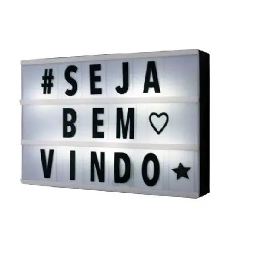 Luminária Cinema Light Box Led A5 96 Letras Números Ícones