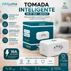 Tomada Inteligente Smart Wi-Fi 16A Branca Bivolt Alexa Tuya Medidor de Consumo