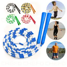Corda de Pular Multifuncional – Segmentada com Miçangas para Uso em Esportes e Recreação