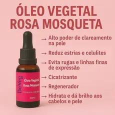 Óleo Vegetal De Rosa Mosqueta 100% Natural  30ml Hidrata Clareia Antissinais