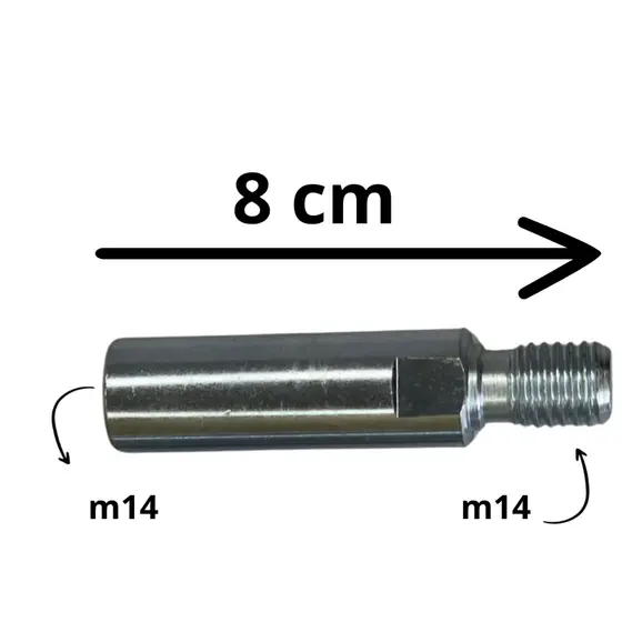 Alongador prolongador politriz/lixadeira 80mm (8cm) rosca M14