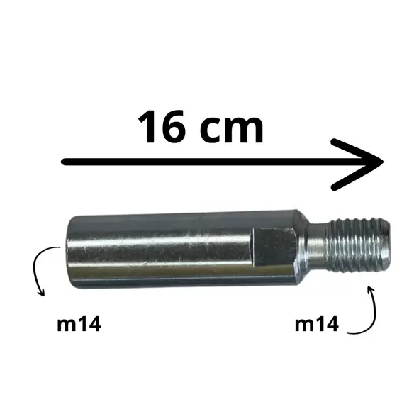Prolongador alongador/eixo politriz e lixadeira 16cm  (160 mm) rosca M14