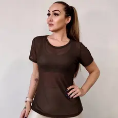 Blusa Feminina Tule Transparente De Academia Fitness Camisão Fitness