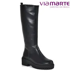 Bota Feminina Via Marte Cano Alto Preta Solado Tratorada Over Moda Conforto Fashion Biker Inverno