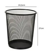 Lixeira de Metal Telada 10L Cesto Aramado Moderno Escritório Sala Quarto Durável