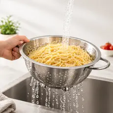 Escorredor de Arroz Macarrão Inox Não Enferruja Drenagem Rápida Peneira Multiuso Top Cozinha