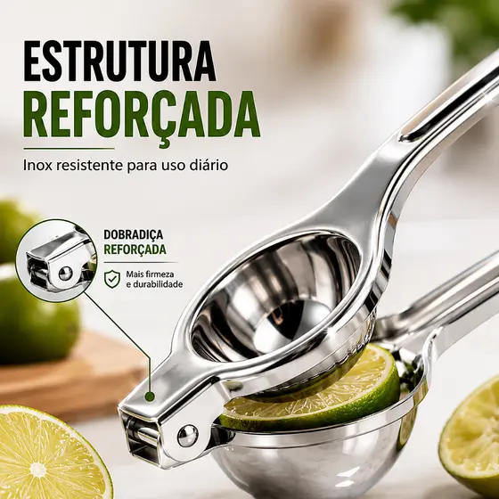 Espremedor de Limão Aço Inox Maciço Manual Reforçado 20cm Cozinha Bar Drink