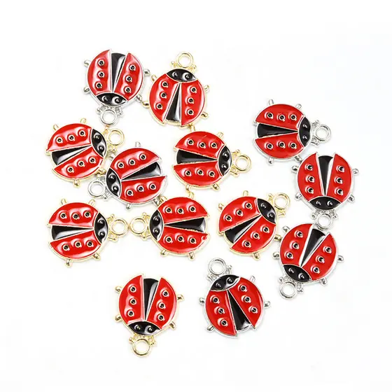 Esmalte Vermelho De Joaninha 10pcs Ornamentos De Bricolage Acessórios Colar Brincos