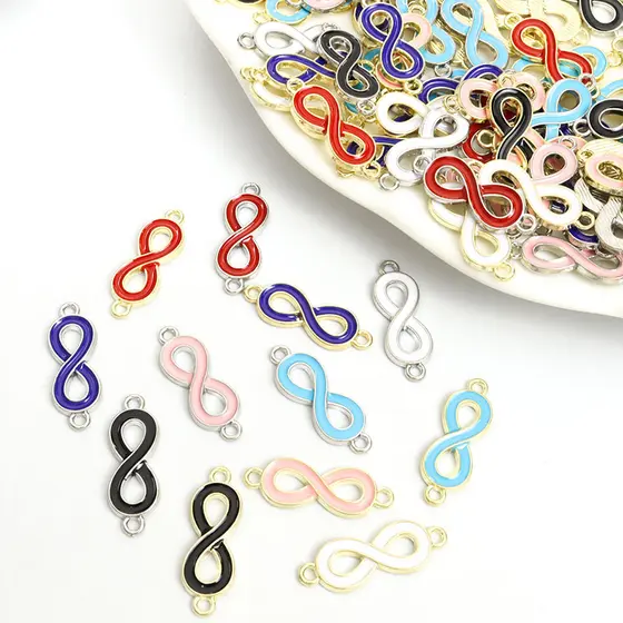 10pcs Matemática Infinito Sinal Esmalte Óleo De Conectores De Trabalho Aberto Moda Homens Mulheres