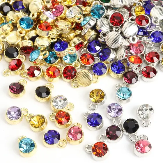 12pcs Pedra De Nascimento Colorida Twelve Star Stone Rhinestone Inlaid Charms DIY Necklace Pulseira