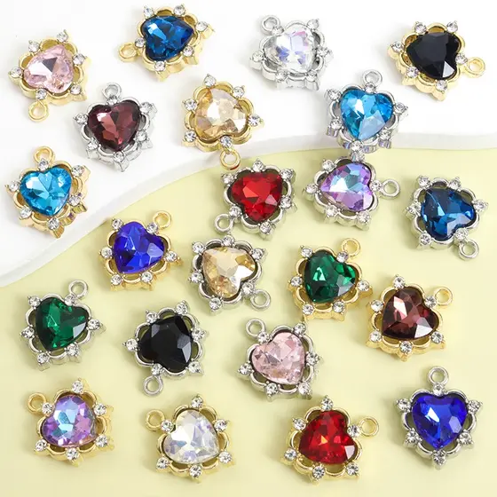 10 Peças Amuletos Delicados De Coração De Pêssego Oco Com Strass De Cristal , Colar Estilo Barroco Pulseira Brincos Loli