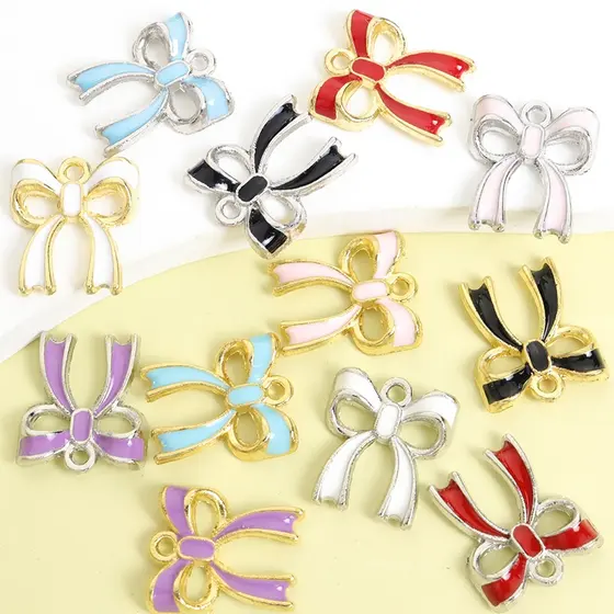 20 Peças Elegantes Amuletos De Óleo De Gotejamento Esmaltado De Gravata Borboleta Multicolorida , Lindos Pingentes De Li