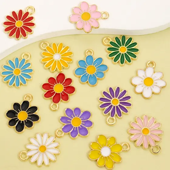 10 Peças Amuletos De Flor De Cerejeira Doce Fresco Multicolorido Gotejamento De Óleo Margarida E Sakura , Colar Fashion