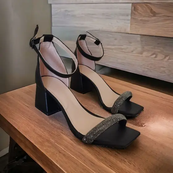 Sandália Feminina Salto Bloco 5cm Moderno Gisele Mecalce Shoes