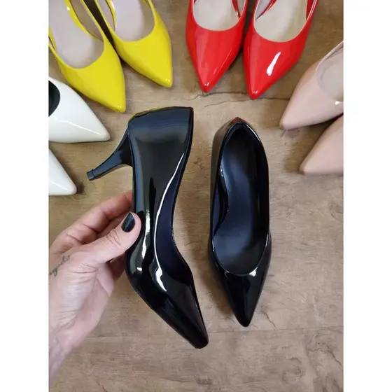 Scarpin Feminino Verniz Salto Fino 5cm Moda Mulher Variação 2024