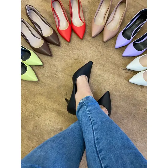 Scarpin Feminino Napa Salto Fino 5cm Moda Mulher Variação 2024