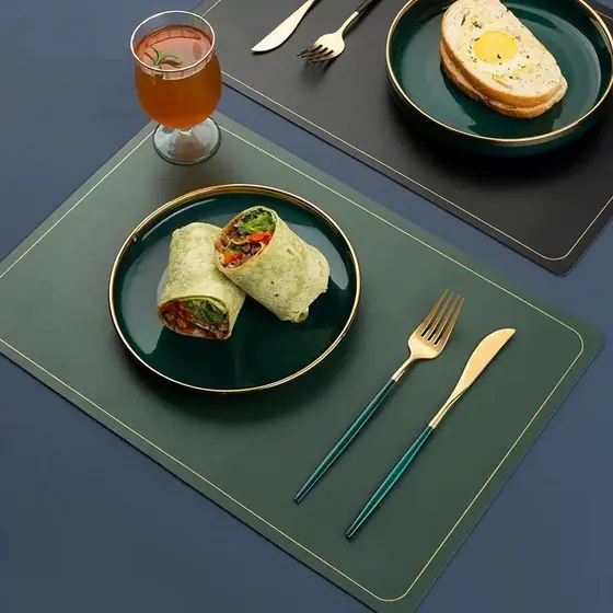 Jogo Americano Material Couro Impermeável E à Prova De Manchas Para Mesa De Jantar