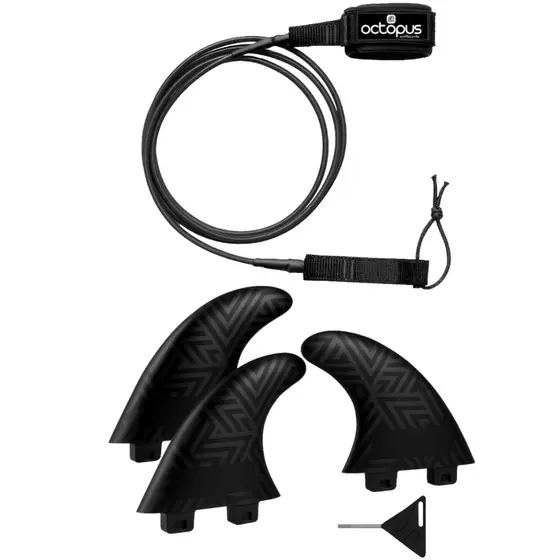 Quilhas Surf M3 + Leash Strep Prancha Surf Competição 6 x 5mm
