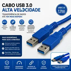 Cabo Usb 3.0 Macho Para Usb 3.0 Macho - 1.5 Metros