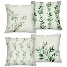 Kit com 4 Capas para Almofada Decorativas Flores e Galhos 45x45