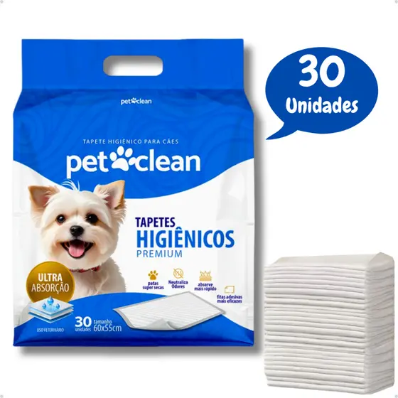 Tapete Higiênico Premium para Cachorro Tecnologia Gel Alta Absorção Pet Clean 60 x 55 cm