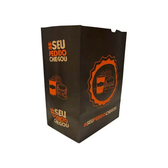 Saco para Delivery Black #SeuPedidoChegou  - 50 unidades