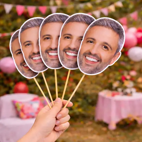 Máscara Personalizada Foto do Rosto para Despedida de Solteiro, Noivo, Noiva, Formatura, Casamento