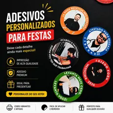 Adesivos Personalizados para Formatura, Festas, Casamentos com Foto Curso Personalizado