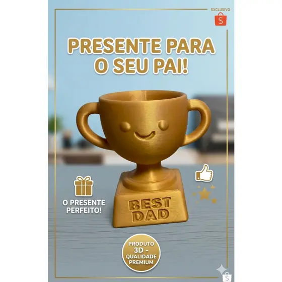 Mini Troféu Best Dad | Presente Criativo para Pai | Dia dos Pais | Decoração Divertida