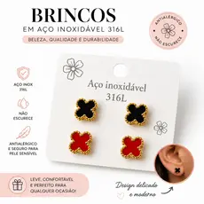 Brinco Trevo Feminino Aço Inox 316L Antialérgico Não Escurece Delicado Luxo Virginia