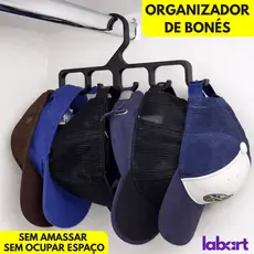 Cabide Organizador de Bonés e Chapéus Grande e Pequeno - Suporte para Guarda-Roupa, Closet e Armário