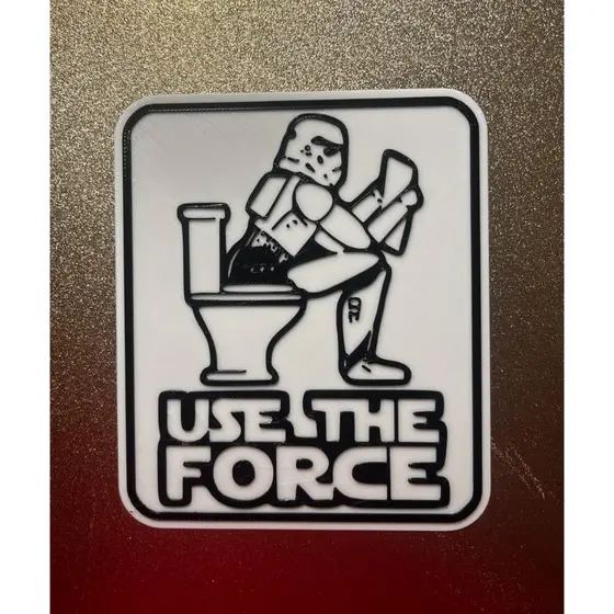 Placa Decorativa Banheiro Geek "Use The Force" | Plaquinha Engraçada para Banheiro