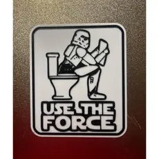 Placa Decorativa Banheiro Geek "Use The Force" | Plaquinha Engraçada para Banheiro
