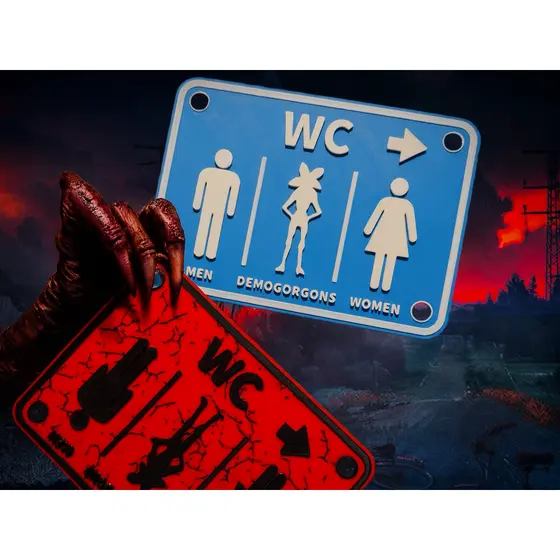 Placa Banheiro Geek WC Demogorgon | Placa Divertida Banheiro | Decoração Geek