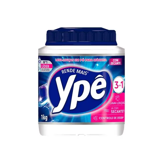 Lava Louças Ypê em pó 1kg ou 450g para Máquina Detergente. Escolha o tamanho do seu pote!