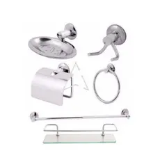 Kit Acessorios Stander Para Banheiro 5 Peças + Porta Shampoo Reto Cromado