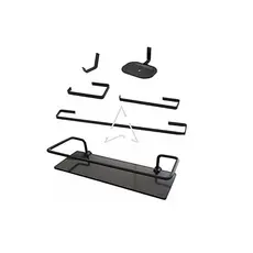 Kit Para Banheiro Quadra Preto - Kit 5 Peças Quadra Preto + Porta Shampoo Preto